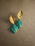 Aretes hoja turquesa